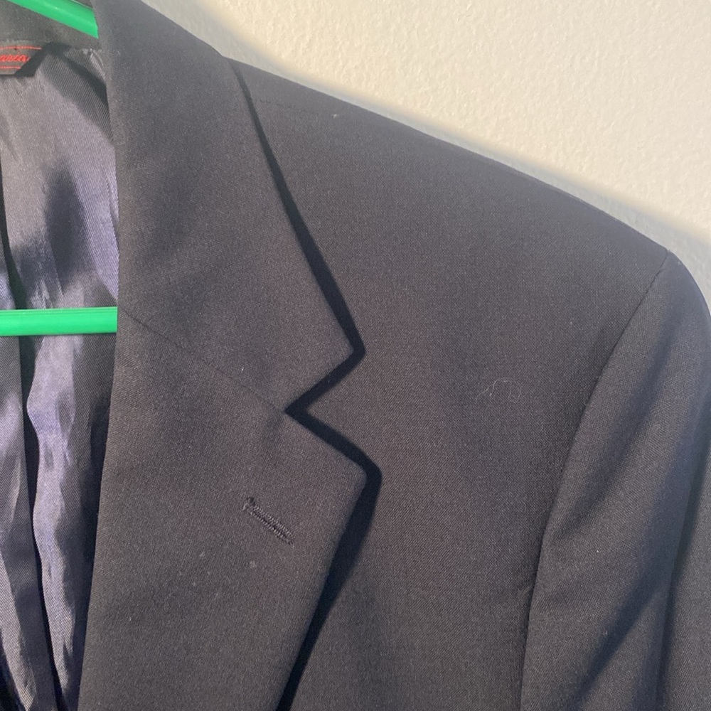 Black Sport Coat with Structured Shoulders and Notched Lapels